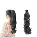 VIEWS 24 Inches Hair Extensions Wavy Ponytail Hair looking Scale Ponytail Hair Wig/Extension Ponytail Long Hair Curly Hair Black Colour for Women - Fast Shipping to USA & Canada