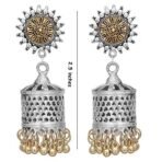 Shreyadzines Silver Non-Precious Metal Traditional Oxidized 2-Tone Design Dangle Jhumka Ghungroo Earrings for Women, Medium (JME2471) - Fast Shipping to USA & Canada - Image 5