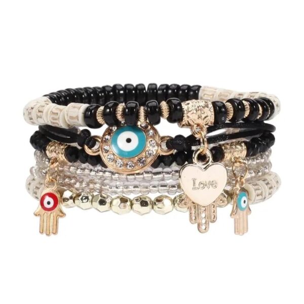MEENAZ Bracelet for women stylish Fashion Bohemian bracelet for girls stylish Stackable Multilayer Hamsa Hand Evil Eye I Love You Bracelets Multicolor Crystal Charm Beaded Bracelet for Women Girls - Fast Shipping to USA & Canada