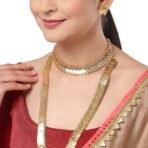 ZENEME Jewellery Set Gold Plated Traditional Temple Coin Maharani Necklace Set & Red Green Temple Coin Necklace Set With Earring Jewellery For Women and Girls - Fast Shipping to USA & Canada - Image 5
