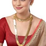 ZENEME Jewellery Set Gold Plated Traditional Temple Coin Maharani Necklace Set & Red Green Temple Coin Necklace Set With Earring Jewellery For Women and Girls - Fast Shipping to USA & Canada - Image 4