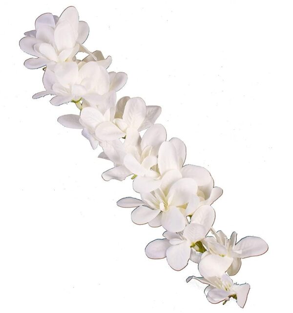 BengCraft White Orchid Gajra for Juda Bun | Artificial Floral Hair Accessories for Women & Girls | Elegant Bun Decoration for Weddings & Festive Looks - Fast Shipping to USA & Canada