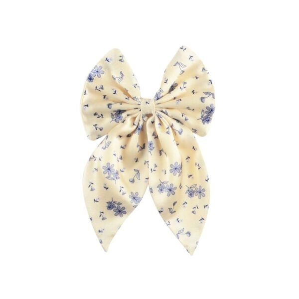 Radhu & Kabby Bow Clip With Floral Ribbon | Suits Every Hair Type | Comfortable Accessories | Anti-Hair Breakage Hairclips | Fancy & Stylish | Pack Of 1 | Same As Pic - Fast Shipping to USA & Canada