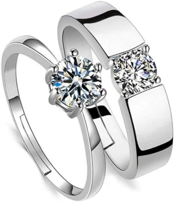 MEENAZ CZ Solitaire Couple Finger Rings Combo (CFRM164) - Fast Shipping to USA & Canada