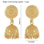 Shreyadzines Shreyadzines Traditional Temple Jewellery 18k One Gram Gold Ethnic South Indian Meenakari Ghungroo Peacock Jhumkas Jhumki Earrings Set For Women girls Latest GOLD JHUMKI - Fast Shipping to USA & Canada - Image 5