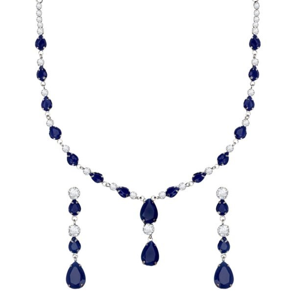 Mahi Rhodium Plated Cute & Delicate Crystals Necklace Set for Women (PANL1103804PR) - Fast Shipping to USA & Canada