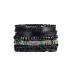 MEENAZ Bracelet for Man Men Boys Girls Women Black Leather Bracelets for Men | Hand Adjustable Leather Wrap | Birthday Gift Husband Wrist | Hand Band for Boys | Fancy Stylish Accessories Silver Kada - Fast Shipping to USA & Canada