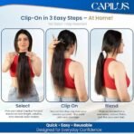 Capilus Flat Clip-In Ponytail Hair Extensions (Brown, 24 Inch) | 100% Natural Human Hair | Changeable Clip | Instant Volume & Length | Original Human Hair Ponytail Extension for Women - Fast Shipping to USA & Canada - Image 5