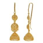 Shreyadzines Traditional Ethnic collection gold plated jhumki jhumka earrings with attached ear chains for women - Fast Shipping to USA & Canada - Image 4