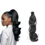 VIEWS 24 Inches Hair Extensions Wavy Ponytail Hair looking Scale Ponytail Hair Wig/Extension Ponytail Long Hair Curly Hair Black Colour - Fast Shipping to USA & Canada