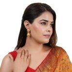 Shreyadzines Shreyadzines Traditional Temple Jewellery 18k One Gram Gold Ethnic South Indian Meenakari Ghungroo Peacock Jhumkas Jhumki Earrings Set For Women girls Latest GOLD JHUMKI - Fast Shipping to USA & Canada - Image 6