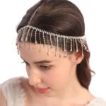 Shidara 1 Pcs Luxurious Crystal Head Chain Silver Rhinestone Tassel Head Chain Boho Headpiece Rhinestone Headband Wedding Costume Hair Accessories for Women (Silver) - Fast Shipping to USA & Canada
