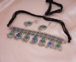 Shreyadzines Antique Traditional Latest Oxidised Fancy Choker Stone Necklace Jewellery Set for Women for Wedding - Fast Shipping to USA & Canada - Image 3