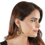 Shreyadzines Ethnic Asthetic Elegance : Oxidised Ghungroo Stone Jhumka Studs Earrings - Fast Shipping to USA & Canada - Image 3