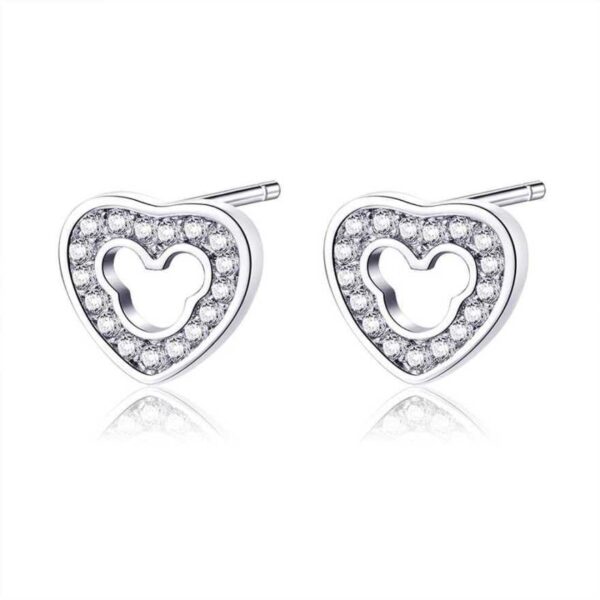 Nilu's Collection Stone Studded Heart Shape Stud Earrings for Baby Girls, Women & Girls | Rose Gold Finish | Cute Copper Stud Earrings - Fast Shipping to USA & Canada