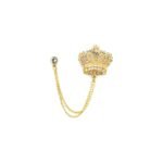 Knighthood Golden Crown Brooch With Hanging Chain Collar Pin Brooch, Suit Stud, Shirt Studs, Lapel Pin Accessories for Men Women - Fast Shipping to USA & Canada