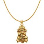 Mahi Gold Plated Vighnaharta Lord Ganesha Unisex Pendant Without Chain PS1101702G - Fast Shipping to USA & Canada