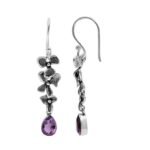 RoiDes Arts Womens Floral Style Amethyst Gemstone Silver Plated Vintage Style Fashion Earring - Fast Shipping to USA & Canada