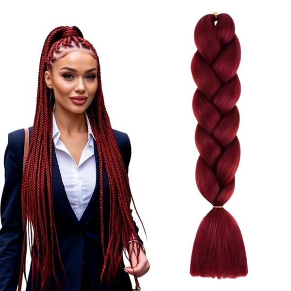 VIEWS Jumbo Braiding Hair Kanekalon Synthetic Hair Extension Braids 24Inch Crochet Twist Braids - (Pack of 1) (Maroon AY19) - Fast Shipping to USA & Canada