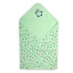 LuvLap Cotton Hooded Wrapper Penguin Print, Sea Green - Fast Shipping to USA & Canada