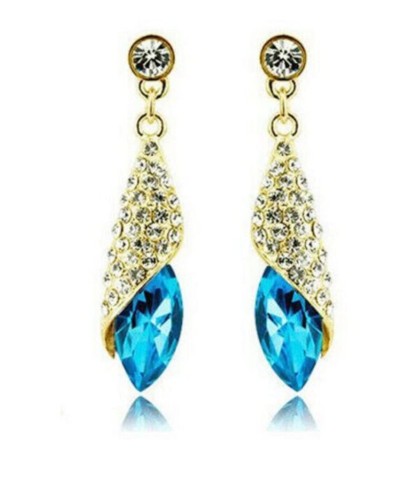 Nilu's Collection Designer Rhinestone Statement Water Drop Austrian Crystal Dangle and Drop Earrings for Women and Girls - Fast Shipping to USA & Canada