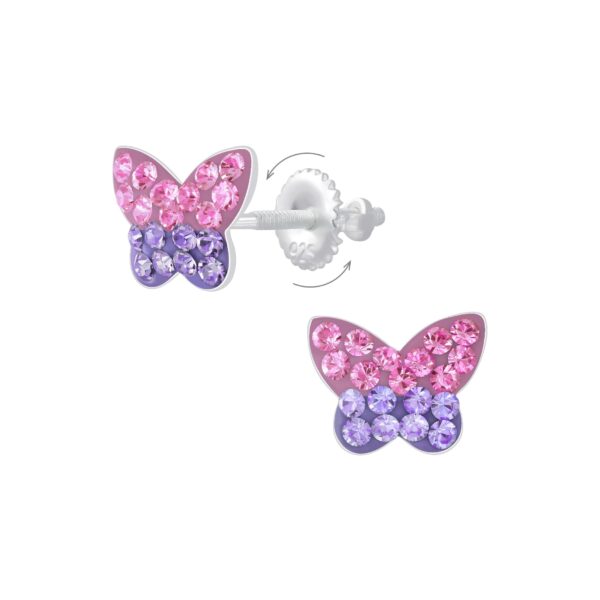 Aww So Cute 925-92.5 Sterling Silver Cute Butterfly Screw Back Stud Earrings for Babies, Girls, Kids & Women Pure Silver (ER2271) - Fast Shipping to USA & Canada