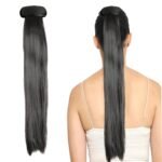 TEMPERIA (1 pcs) Ponytail Tik Tak Hair Extensions for Women - Straight Artificial Ponytail Hair Clip - Washable, Reusable, Tangle-Free Clip-In Hair Extension - Natural Looking - Black - Fast Shipping to USA & Canada