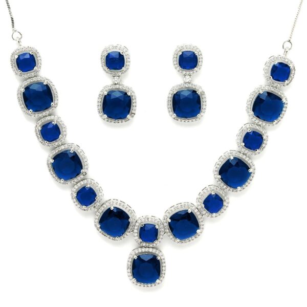 Karatcart Silver Plated Green CZ Jewellery Set - Fast Shipping to USA & Canada
