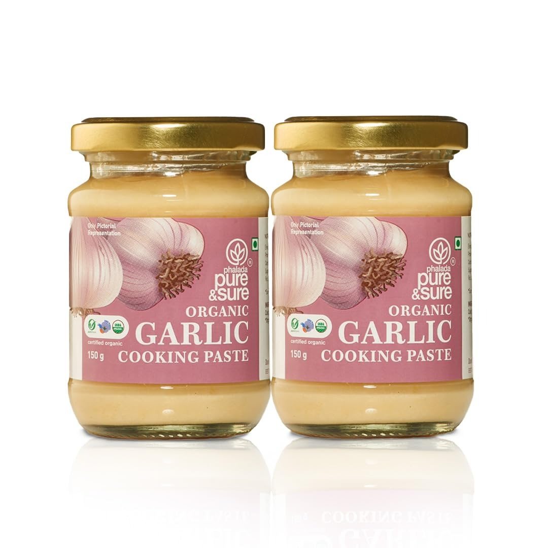 61Tia-8JcUL-1.jpg Pure & Sure Organic Garlic (Lehsun) Paste 150gm (Pack of 2) | 100% Fresh Lassan Chutney | Naturally Processed & Thick | Homemade Taste & Quality for Cooking | No Additives & Chemical - Fast Shipping to USA & Canada - Image 1