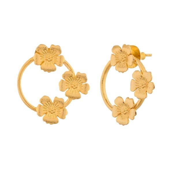 Voylla Hawaii Circular Mounted Hibiscus Studs|Studs Earrings For Women|Boho|Vacation|Travel| - Fast Shipping to USA & Canada