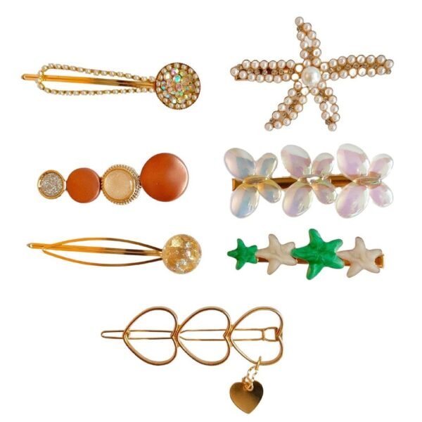 ANNACREATIONS 7 Piece Korean Style Pearl Metal Hair clips, Plastic Pearl Barrettes Hairpin for Women & Girls(Multicolor) - Fast Shipping to USA & Canada