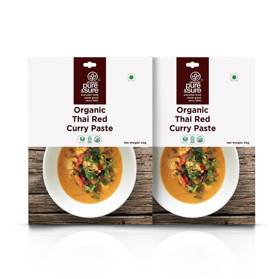 61a-JTwu3L.jpg Pure & Sure Organic Red Thai Curry Paste 100gm| Natural Curry Paste | Made with Thai Ingredients | Ready to Cook/Use | Aromatic & Tasty | No Preservatives | 50gm each (Pack of 2) - Fast Shipping to USA & Canada - Image 1