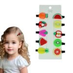 ANNA CREATIONS Cute Fruit Character Hair Clips for Baby Girls & Kids ? Colorful Cartoon Hair Accessories ? Non-Slip Hair Pins ? Pack of 10 Pcs - Fast Shipping to USA & Canada