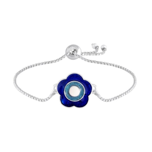 Mahi Meenakari Work Floral Evil Eye Adjustable Bracelet with Rhodium Plating for Women (PABR1101074RPR) - Fast Shipping to USA & Canada
