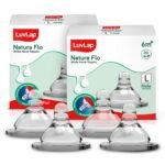 LuvLap Wide Neck Teat/Nipple Fast Flow, 4 Pcs - Fast Shipping to USA & Canada