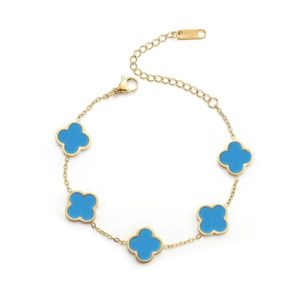 MEENAZ Blue Clover Wrist Bracelet for Women Hand Band for Girls Stylish Womens Accessories Aesthetic Jewellery Bracelets for Woman Girlfriend Wife Valentine Gift Anniversary Engagement Birthday - Fast Shipping to USA & Canada