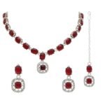 I Jewels Silver Plated Crystal Diamond Necklace & Earrings Set - Fast Shipping to USA & Canada
