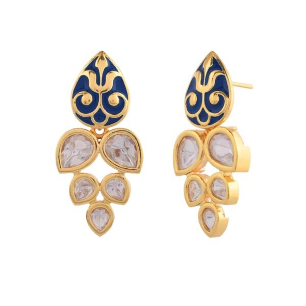 Voylla Pashmina Rimsha Dangler Earrings for Women | Statement Kundan Earrings for Wedding, Party | Enameled Gift - Fast Shipping to USA & Canada