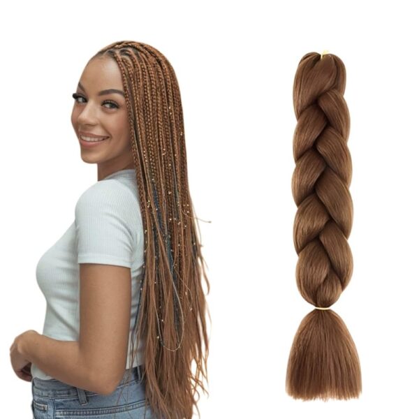 VIEWS Jumbo Braiding Hair Kanekalon Synthetic Hair Extension Braids 24Inch Crochet Twist Braids - (Pack of 1) (Light Brown AY7) - Fast Shipping to USA & Canada