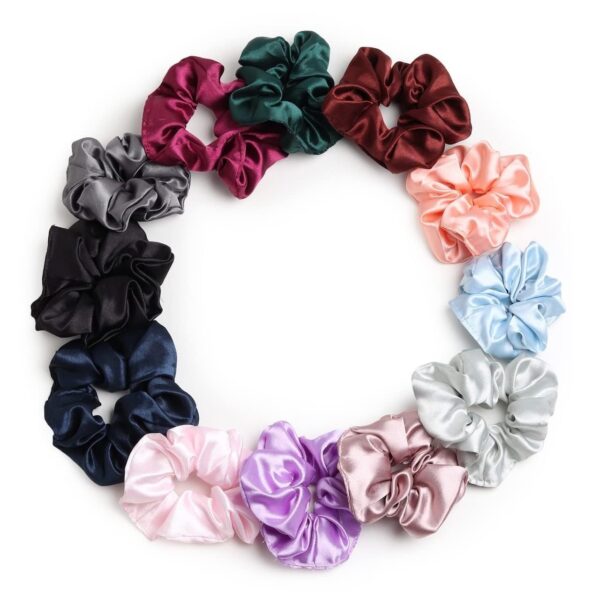 Premium Satin Scrunchies for Women/Girls | Pack of 12 | Anti-Hair-Breakage Hair Ties, Scrunchy For Women, Best Gift for Sister, Friend, Mom | Best Random Multi Colours - Fast Shipping to USA & Canada