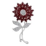 Mahi Rhodium Plated Sunflower Brooch/Lapel Pin with Crystals and Artificial Pearls for Women (PABP1101086PR) - Fast Shipping to USA & Canada