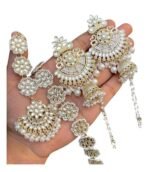 Brado Gold Plated Kundan Moti Wedding Combo Set - Fast Shipping to USA & Canada