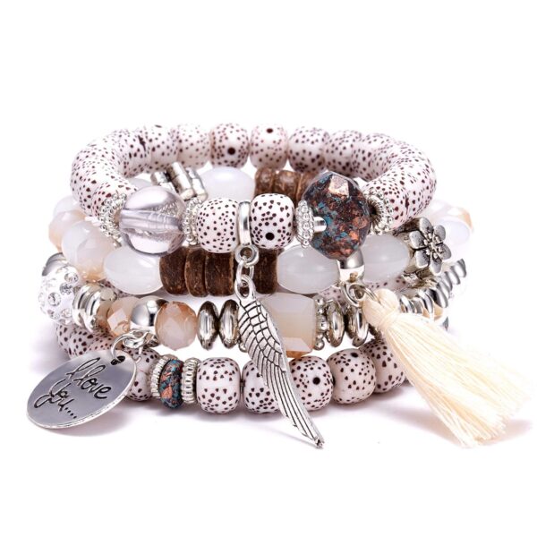MEENAZ Bracelet for women stylish Fashion Bohemian bracelet for girls stylish Stackable Multilayer Hamsa Hand Evil Eye I Love You Bracelets Multicolor Crystal Charm Beaded Bracelet for Women Girls - Fast Shipping to USA & Canada