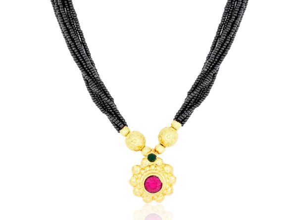 Meenaz Traditional Jewellery Gold MaharashtrianThushi Mangalsutra Pendant Necklace for Women Jewellery Set - THUSHI-126 - Fast Shipping to USA & Canada