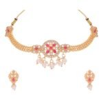 Brado Rose Gold AD Studded Necklace Set with Earrings - Fast Shipping to USA & Canada
