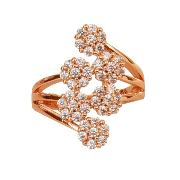 Nilu's Collection Rose Gold Plated Elegant American Diamond Studded Sparkling Adjustable Finger Ring for Women and Girls - Fast Shipping to USA & Canada
