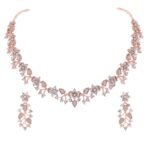 Women Rose Gold Stone Studded Necklace Set (White) - Fast Shipping to USA & Canada