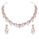 Women Rose Gold Stone Studded Necklace Set (White) - Fast Shipping to USA & Canada
