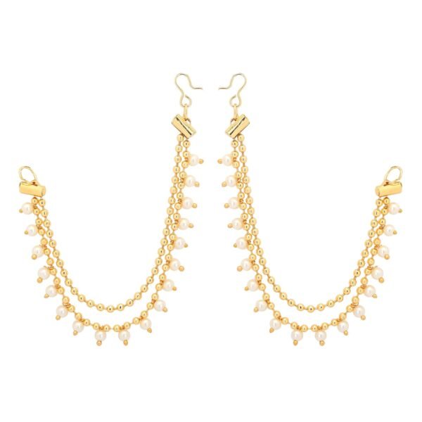 Shreyadzines Pearl Alloy Pearl Earchain For Women's & Girls, Gold - Fast Shipping to USA & Canada