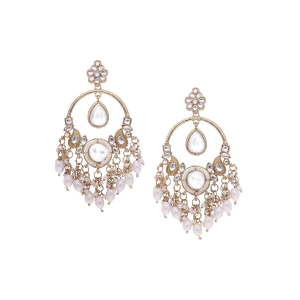 Brado Gold Polished Pearl Drop Earrings (White) - Fast Shipping to USA & Canada
